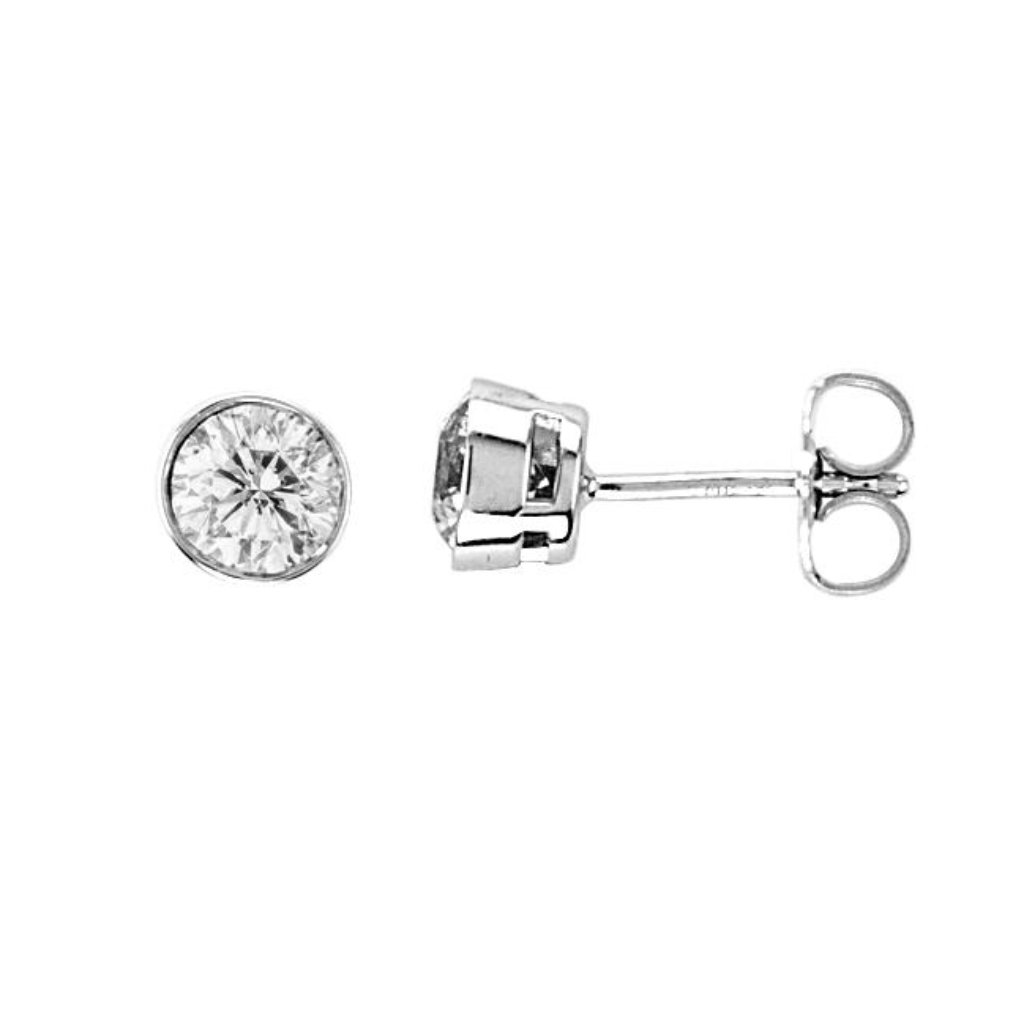 025 Ct Diamond Bezel Stud Earrings 14k White